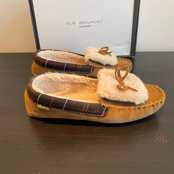 BARBOUR Darcie Faux Shearling Moccasin in Tan Suede - Size 8 - Picture 4 of 10